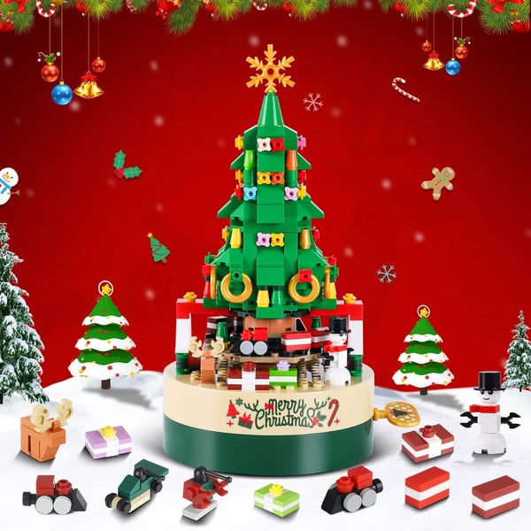 【🎅Christmas Sale🎅】Christmas Tree Music Box Built With 361 Building Blocks