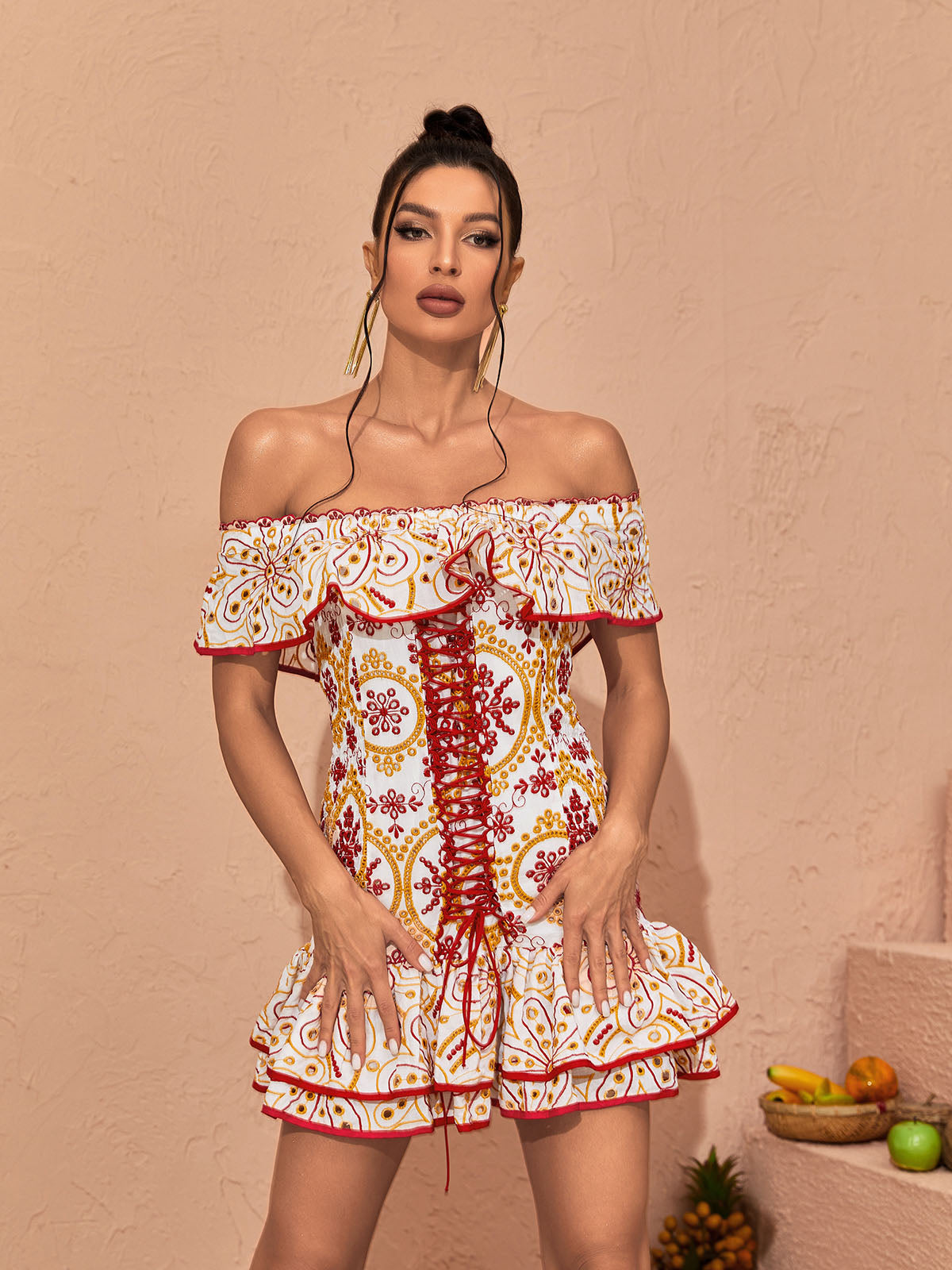 Amabel Off Shoulder Ruffle Mini Dress