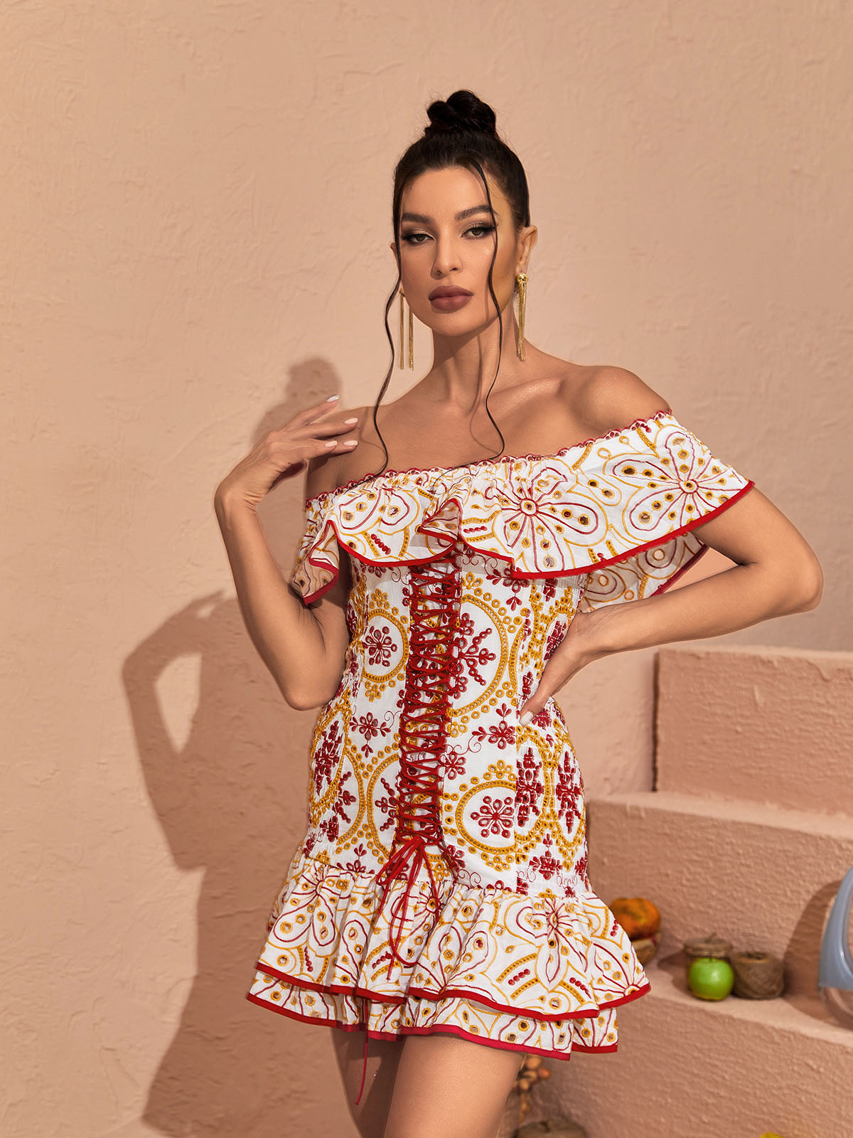 Amabel Off Shoulder Ruffle Mini Dress