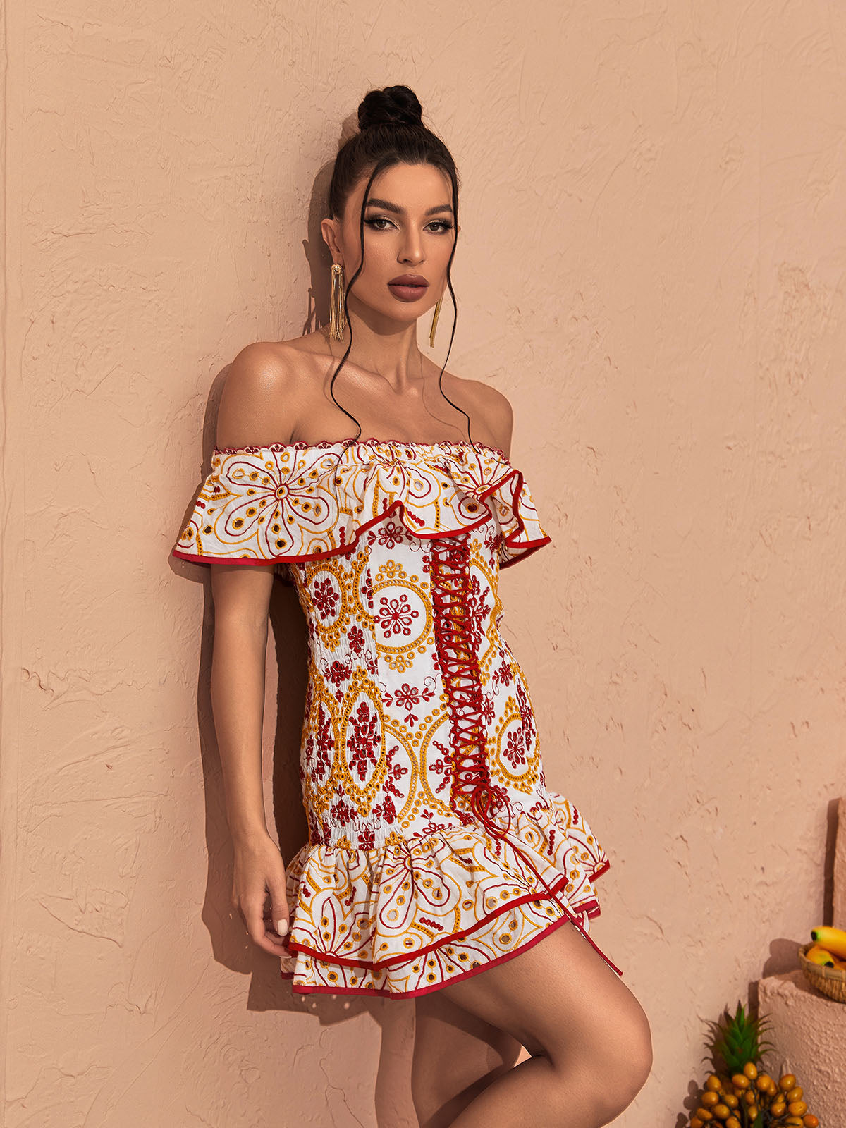 Amabel Off Shoulder Ruffle Mini Dress