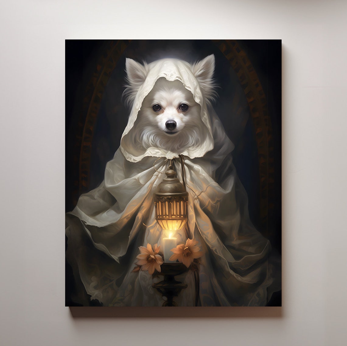 Halloween Pet Portrait Poster Canvas Halloween Wall Decor Art Gift for Pet Lovers