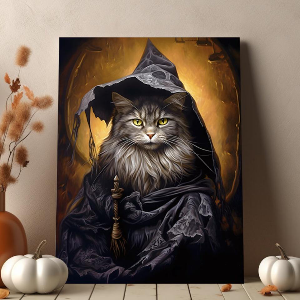 Halloween Pet Portrait Poster Canvas Halloween Wall Decor Art Gift for Pet Lovers