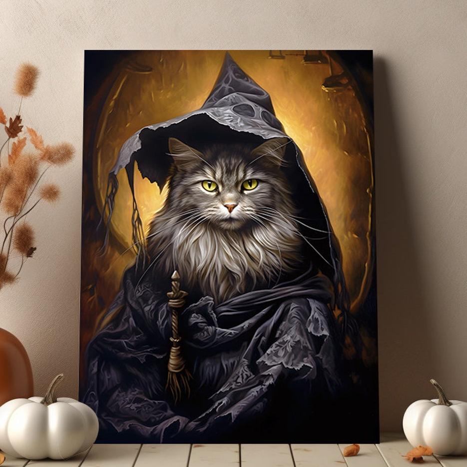 Halloween Pet Portrait Poster Canvas Halloween Wall Decor Art Gift for Pet Lovers