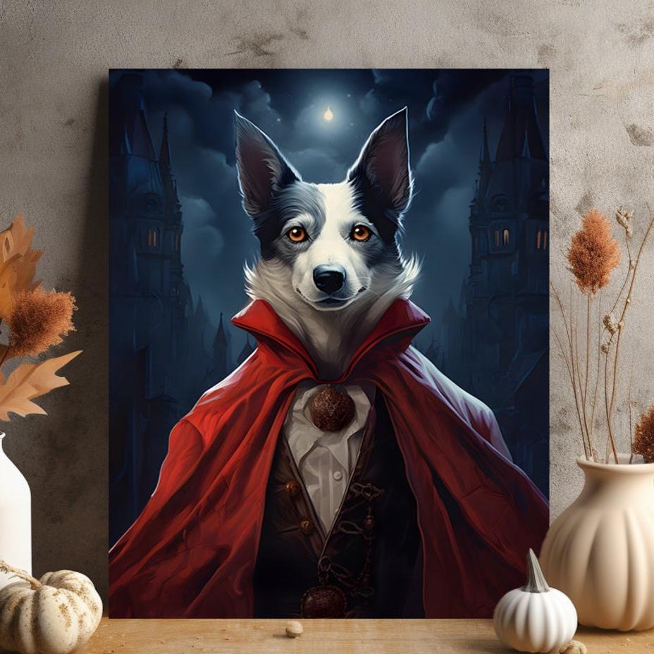 Halloween Pet Portrait Poster Canvas Halloween Wall Decor Art Gift for Pet Lovers