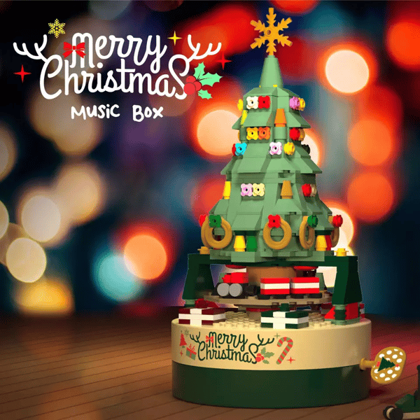 【🎅Christmas Sale🎅】Christmas Tree Music Box Built With 361 Building Blocks