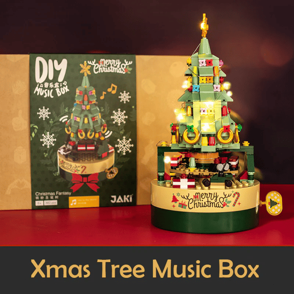 【🎅Christmas Sale🎅】Christmas Tree Music Box Built With 361 Building Blocks