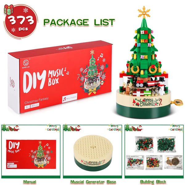 【🎅Christmas Sale🎅】Christmas Tree Music Box Built With 361 Building Blocks