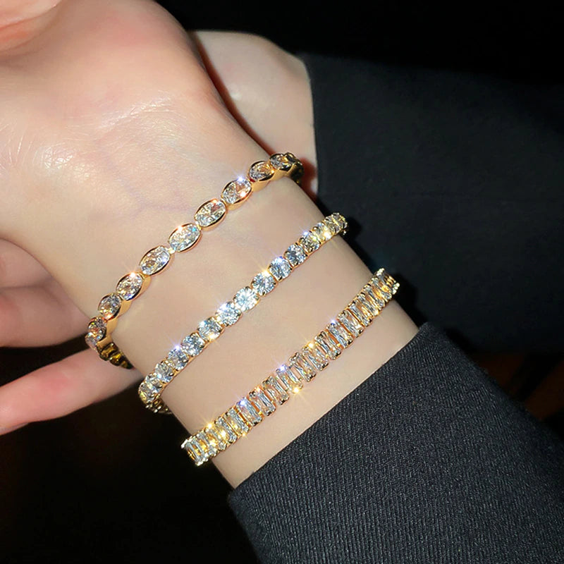 14K Alloy Zirconium Diamond Geometric Bracelet