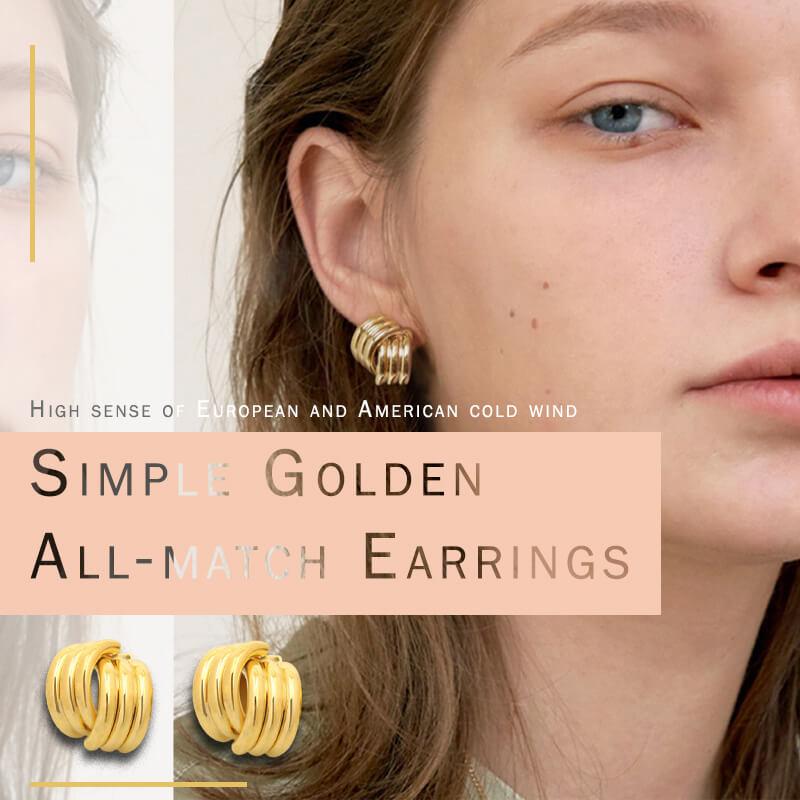 Simple Golden All-match Earrings