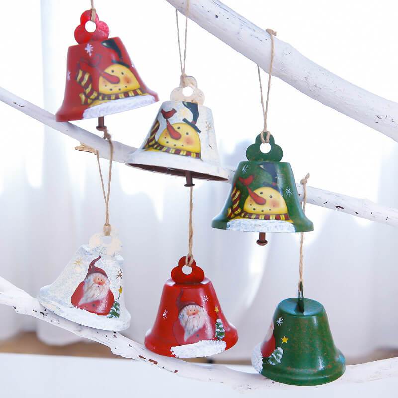 6-Piece Metal Christmas Bell Decoration, Holiday Party Christmas Tree Decoration