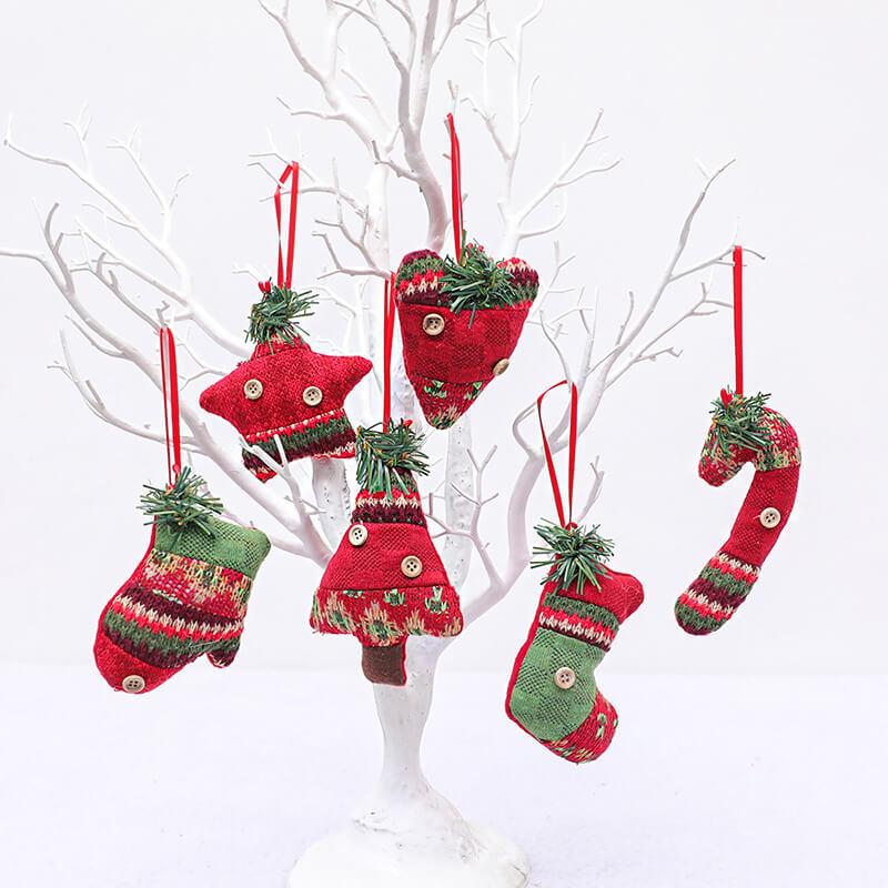 6 Pcs Lovely Creative Christmas Tree Pendant Holiday Party Decoration