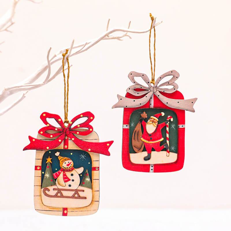 Santa Claus and Snowman Two-piece Pendant Christmas Decoration