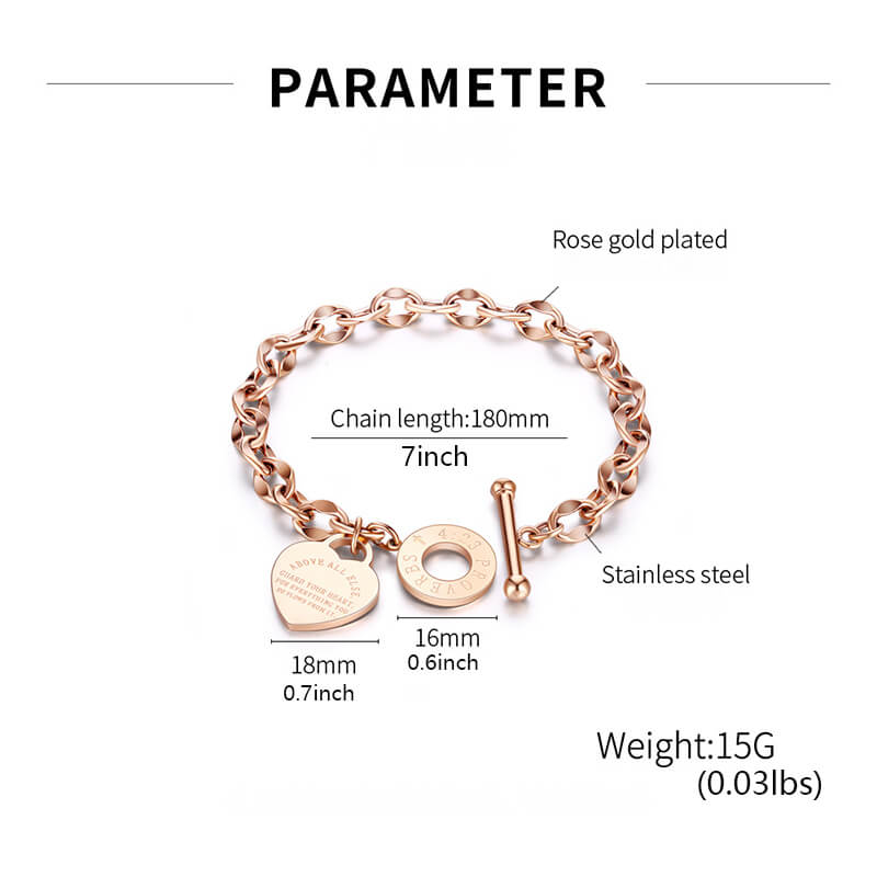 Love Heart Charm Bracelet for Women Girls