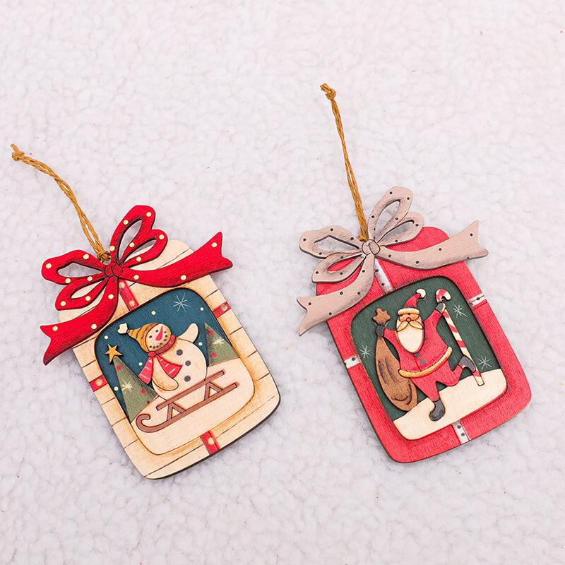 Santa Claus and Snowman Two-piece Pendant Christmas Decoration