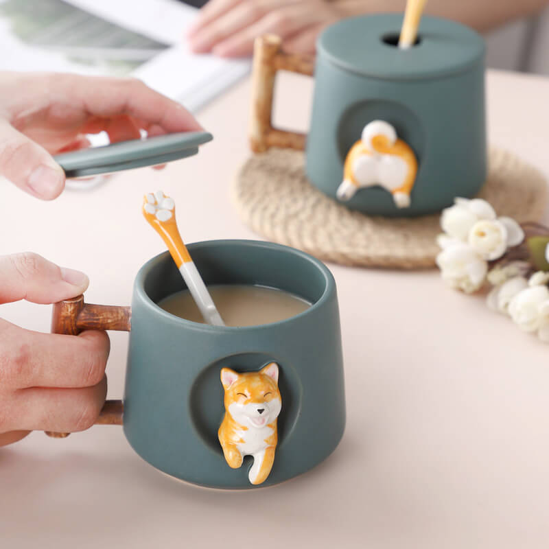 Shiba Inu Couple Coffee Cup Creative Ceramic Mug