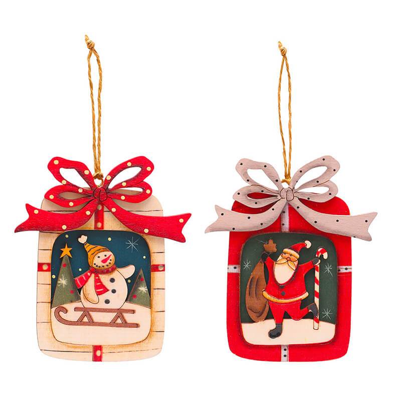 Santa Claus and Snowman Two-piece Pendant Christmas Decoration