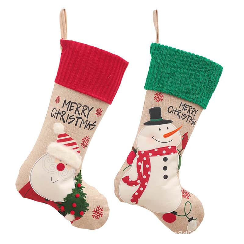 Snowman and Santa Claus Cute Christmas Socks Candy Pockets, Christmas Decorations Party Decorations