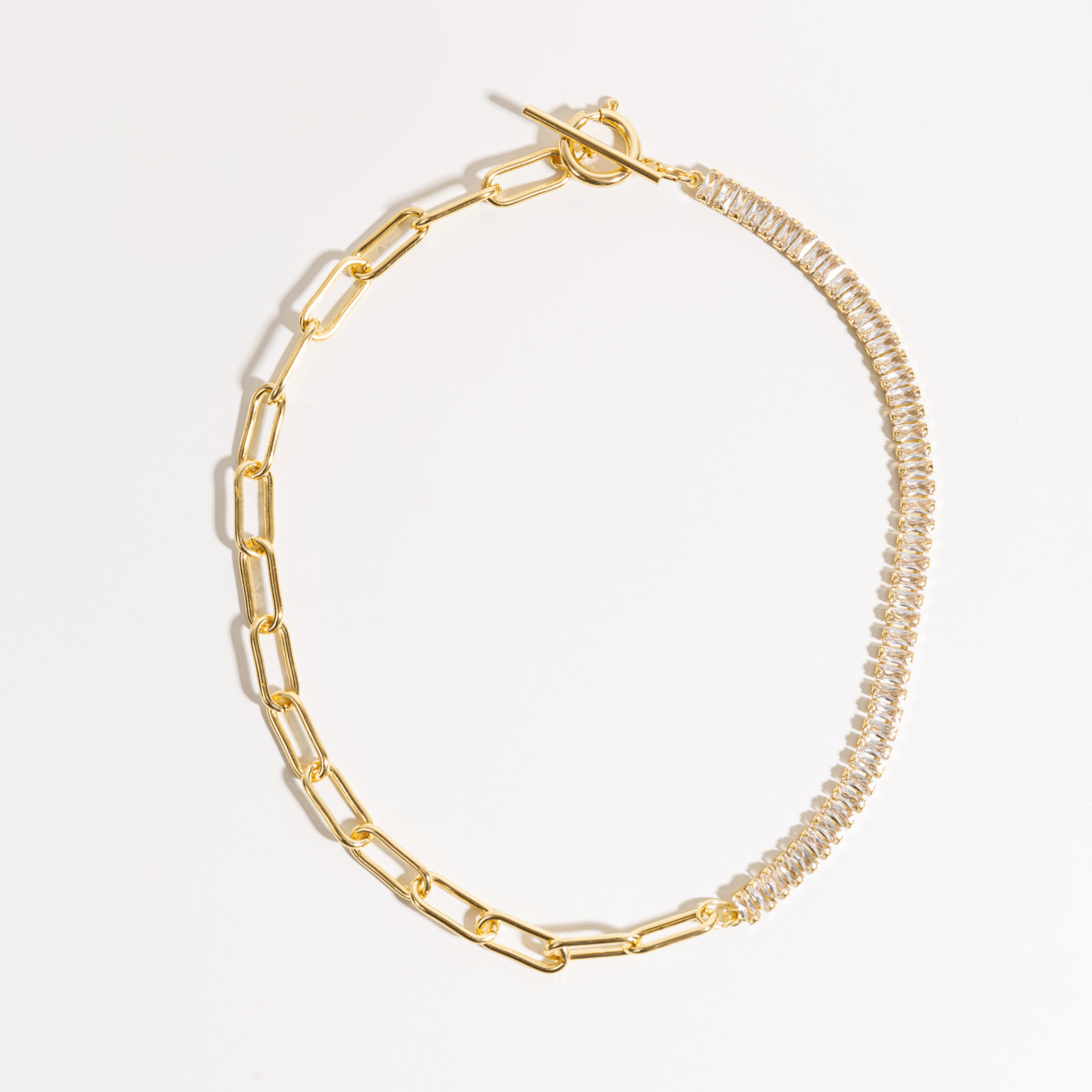 Crystal & Gold Chain Choker Necklace