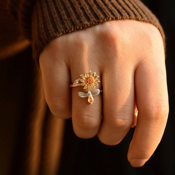 🔥Promotion 50% OFF🎁💕To My Daughter 👧 Sunflower Fidget Ring💕