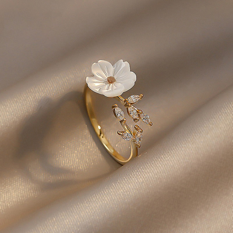 Adjustable White Shell Ring