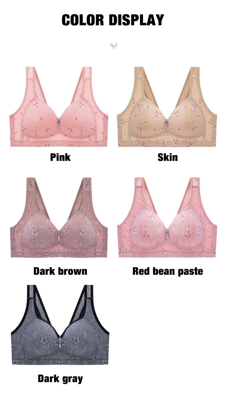 Thin section without rims Big Breast Small Vest Soft and Comfortable Push Up Bra