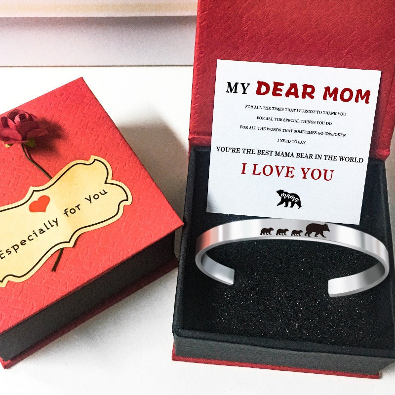 For Mom - Mama Bear Cuff Bracelet