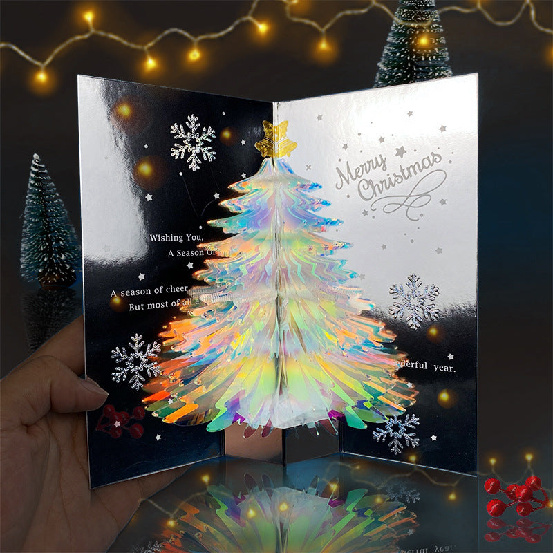 Sparkling 3d Eco-Friendly Christmas Tree Greeting Card 