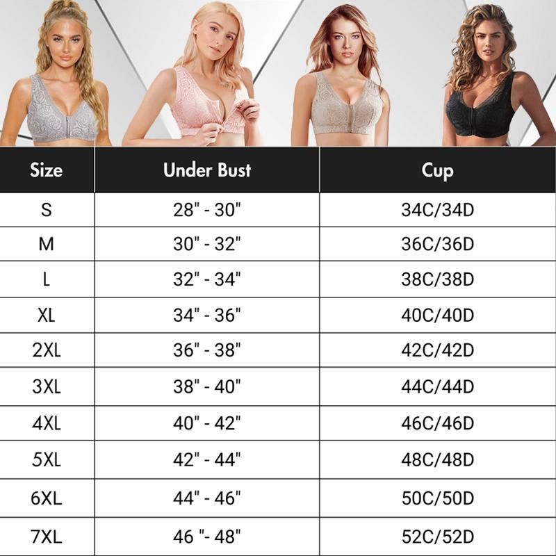 FOLI BRA - Lift Lace Front Closure Zip Bra (From S-6XL)