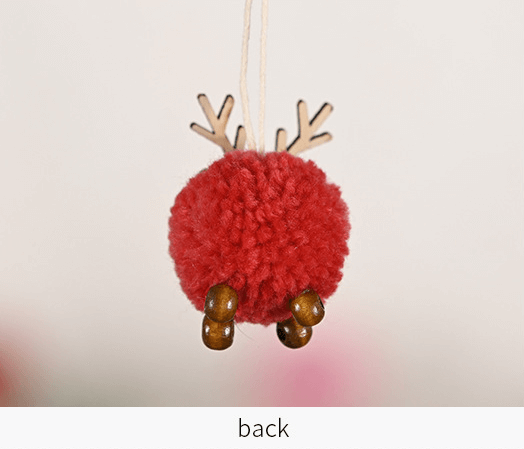 4PCS Christmas Cute Wool Felt Wooden Elk Antler Pendants Christmas Tree Decorations