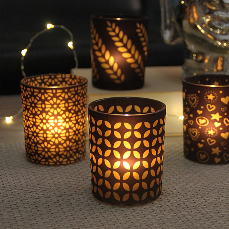 Printed Glass Candle Holder Romantic Candle Light Dinner Home Decoration Furnishings