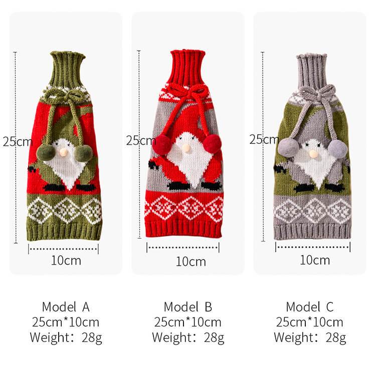 Lovely Dwarf Pattern Christmas Sweater Wine Bottle Cover, Reusable Wine Gift Bags  for Christmas Bottle Wrap Party Festival Decors