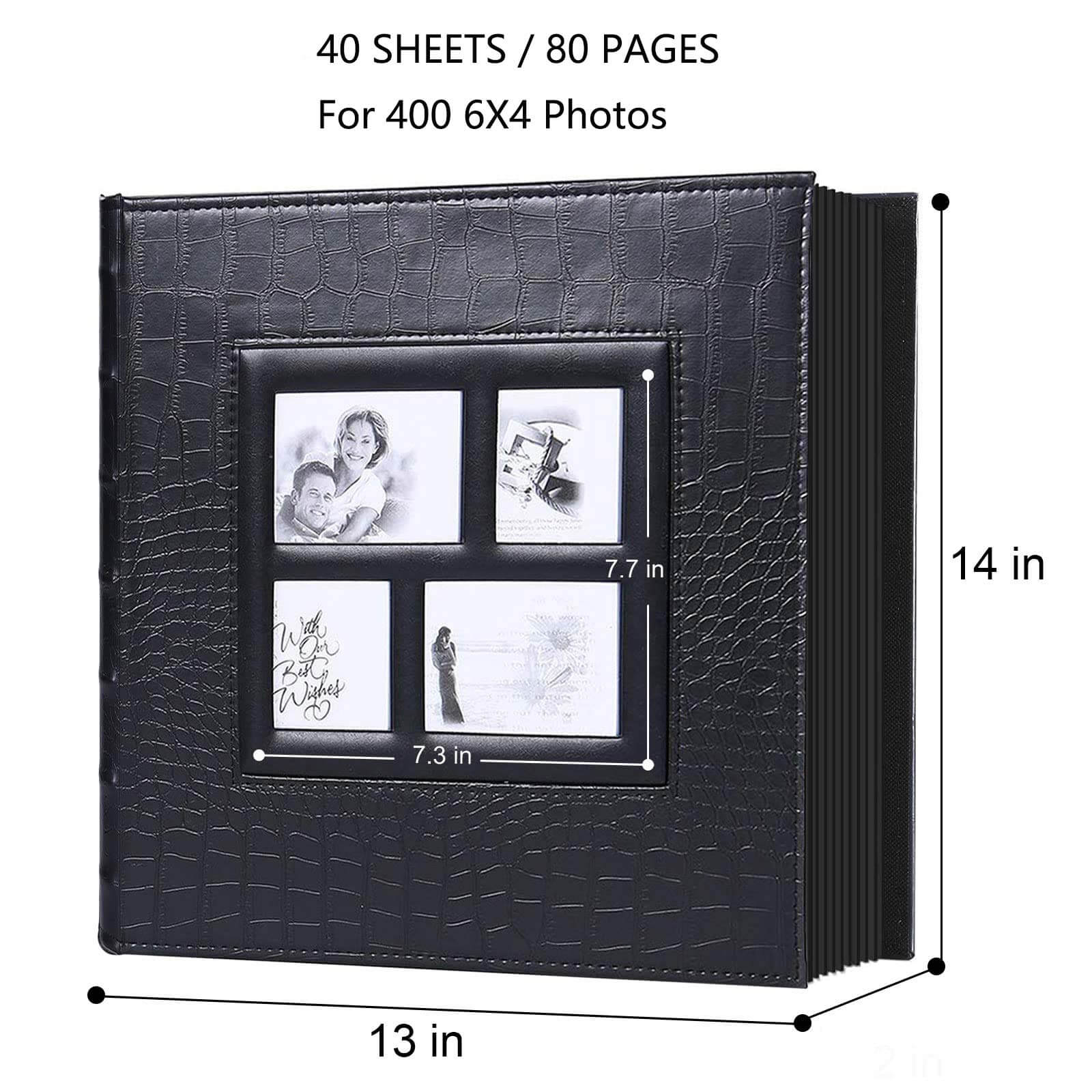 Photo Albums 6x4 400 Photos Slip in Leather Cover Extra Large Capacity for Family Wedding Anniversary Baby Vacation