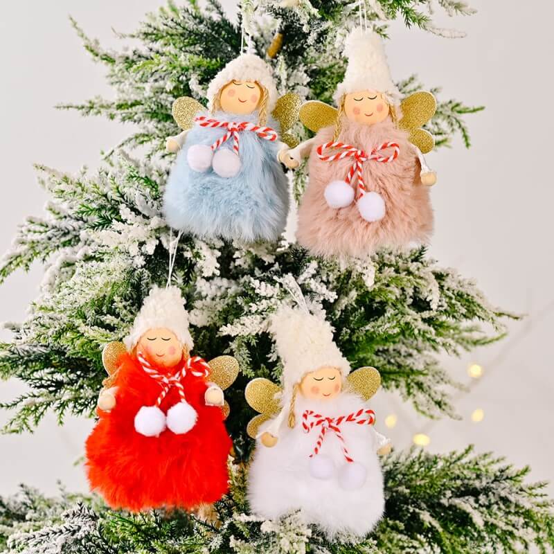 Christmas Decoration Christmas Golden Wings With Bow Ball Angel Girl Christmas Tree Hanging