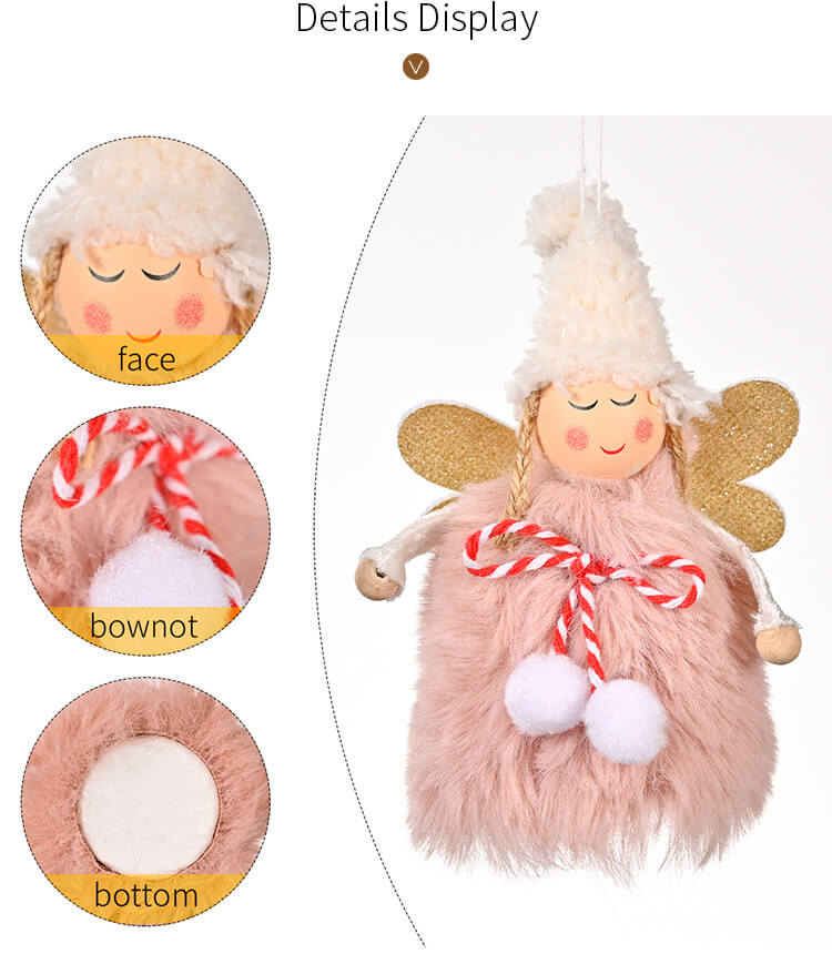 Christmas Decoration Christmas Golden Wings With Bow Ball Angel Girl Christmas Tree Hanging