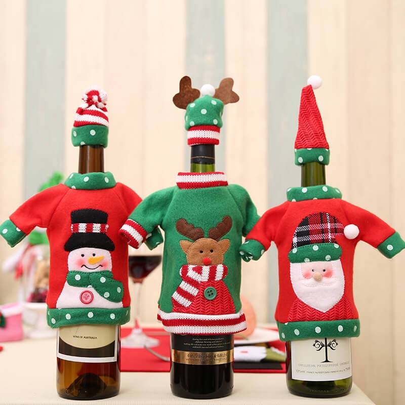 Sweater Christmas Wine Bottle Cover, Handmade Sweater Wine Bottle Bags for Christmas Decorations