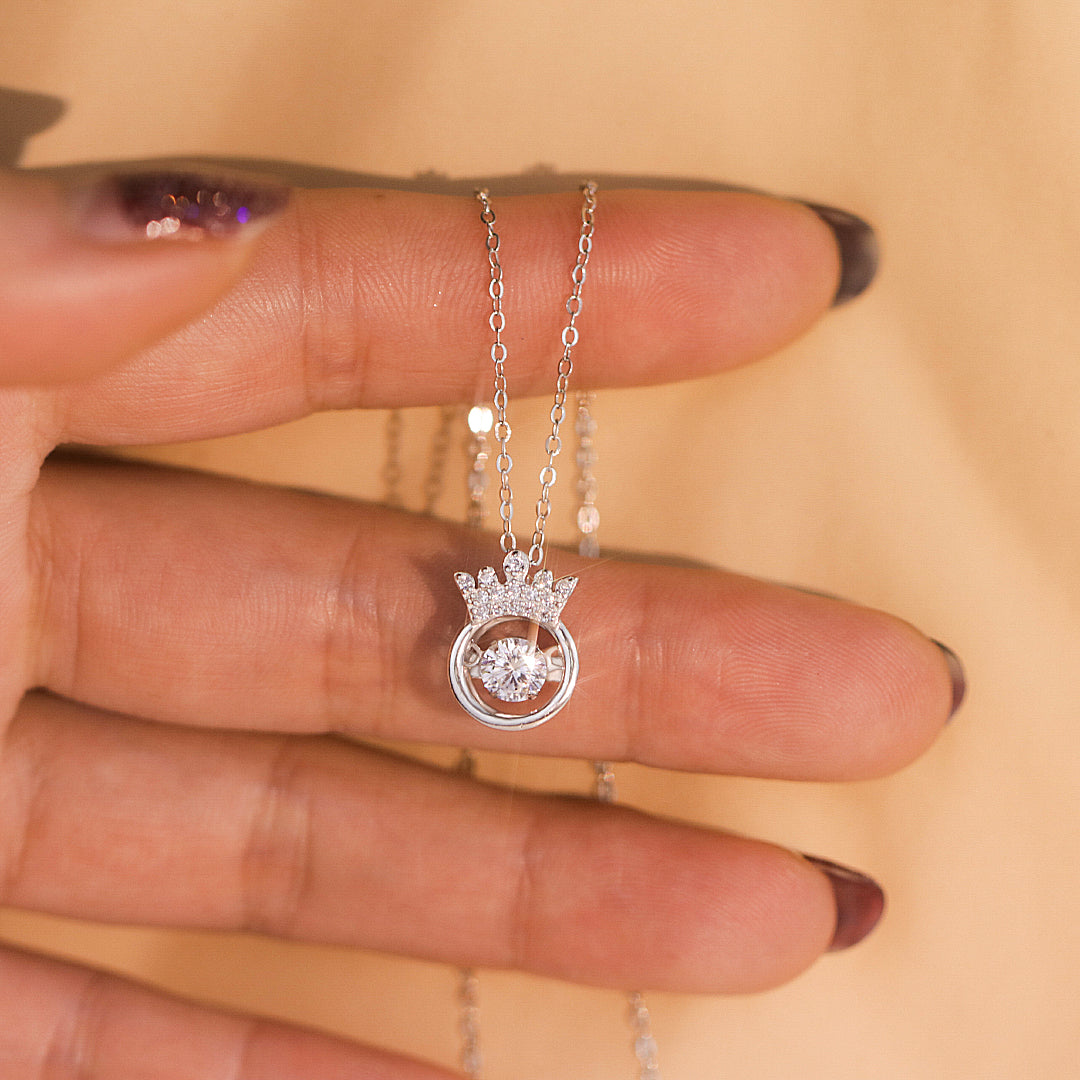 For Badass Daughter - S925 Straighten Your Crown Sparkling Dance Necklace