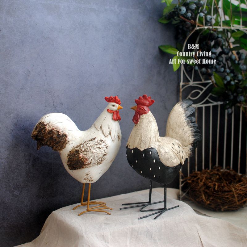 Rural pastoral retro style cockerel home garden garden resin landscaping decoration ornaments