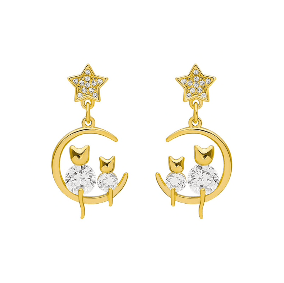 Cat & Moon Earrings