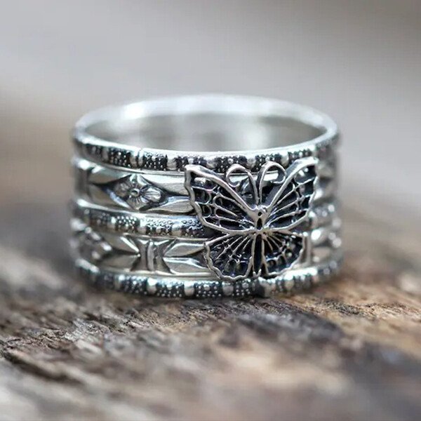 Sterling Silver Butterfly Stacking Rings