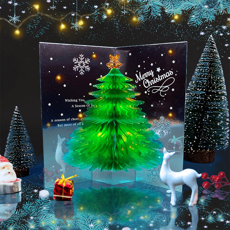 Sparkling 3d Eco-Friendly Christmas Tree Greeting Card 