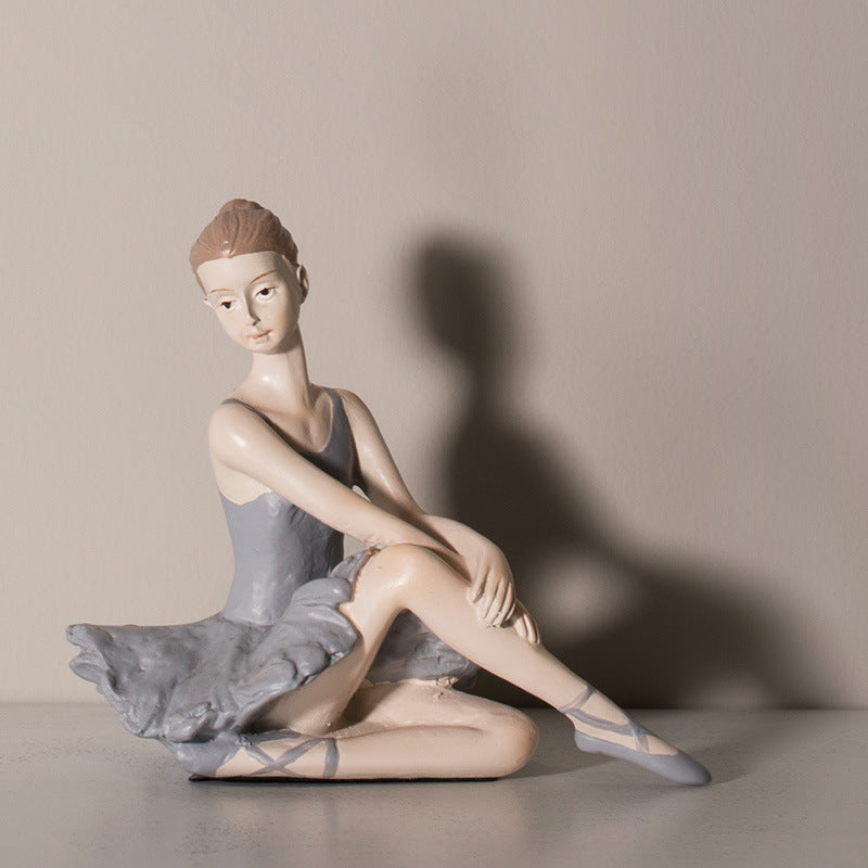 Resin Elegant Figurine Ballerina Ballet Dancer Desktop Ornament Statue