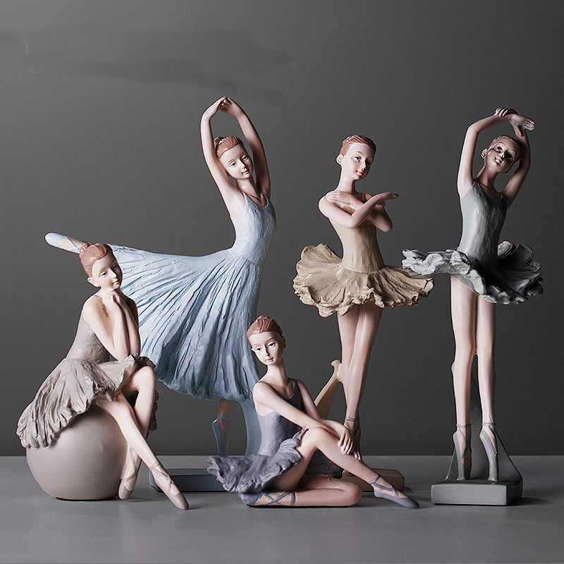 Resin Elegant Figurine Ballerina Ballet Dancer Desktop Ornament Statue