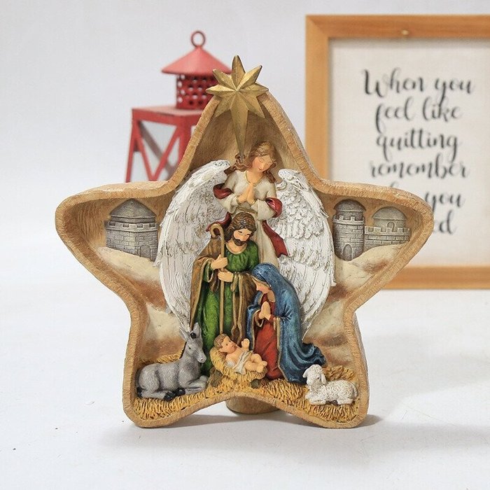 Nativity Scene Holy Family Carved