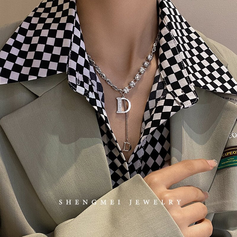 (🎅Early Christmas Sale - Save 49.99% OFF🎁) Letter D alloy light luxury fashion sweater necklace