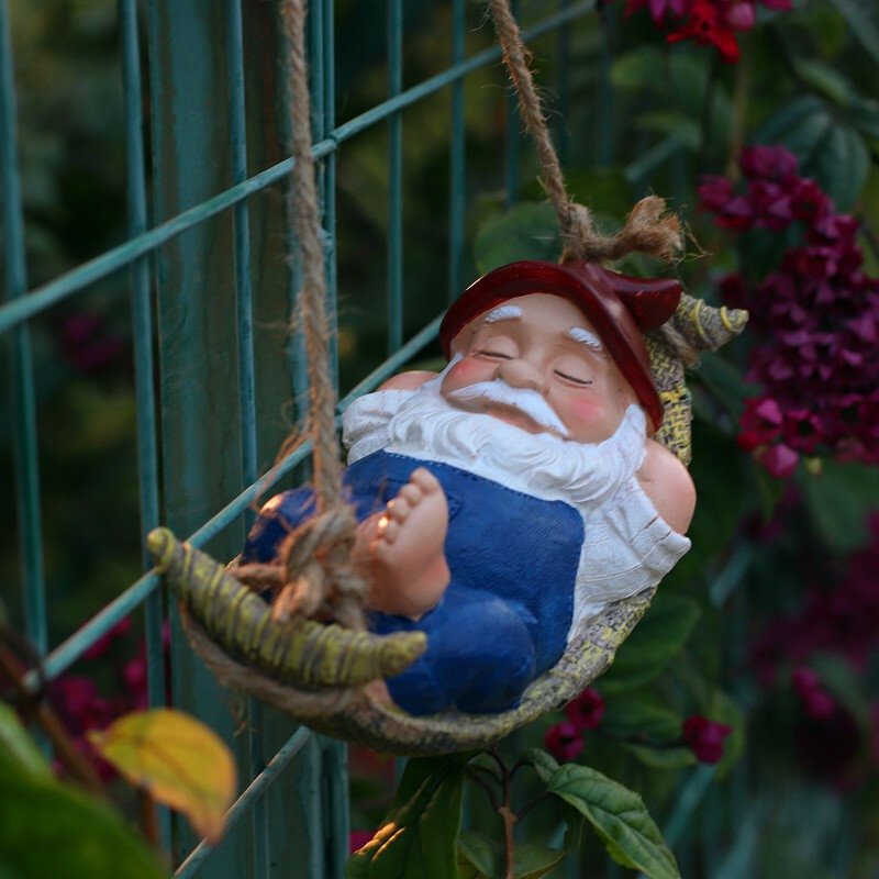 Fairy Garden Swinging Leaf Hammock Gnome