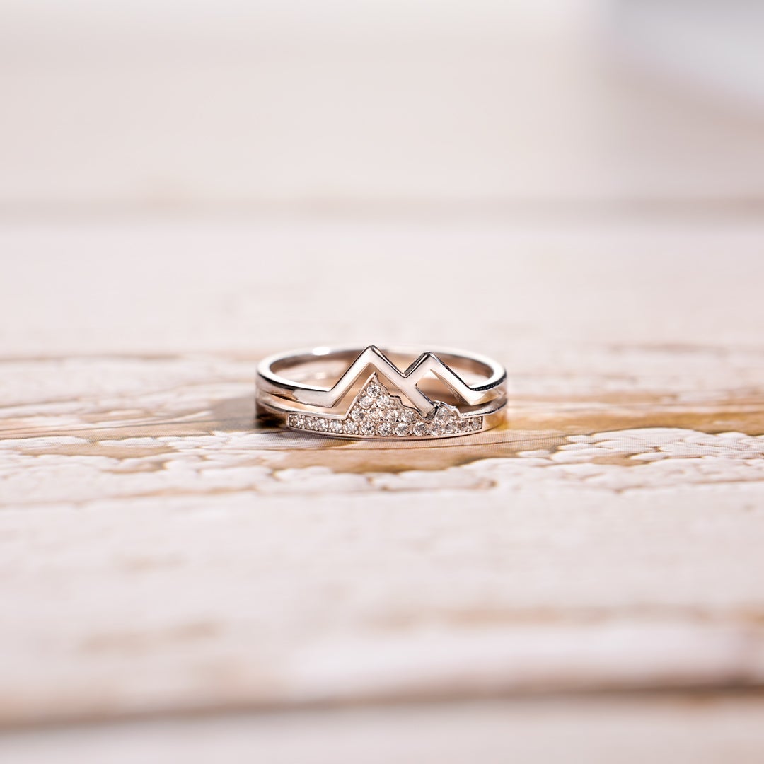 Daughter Faith Moves Mountains Pavé Mountain Ring