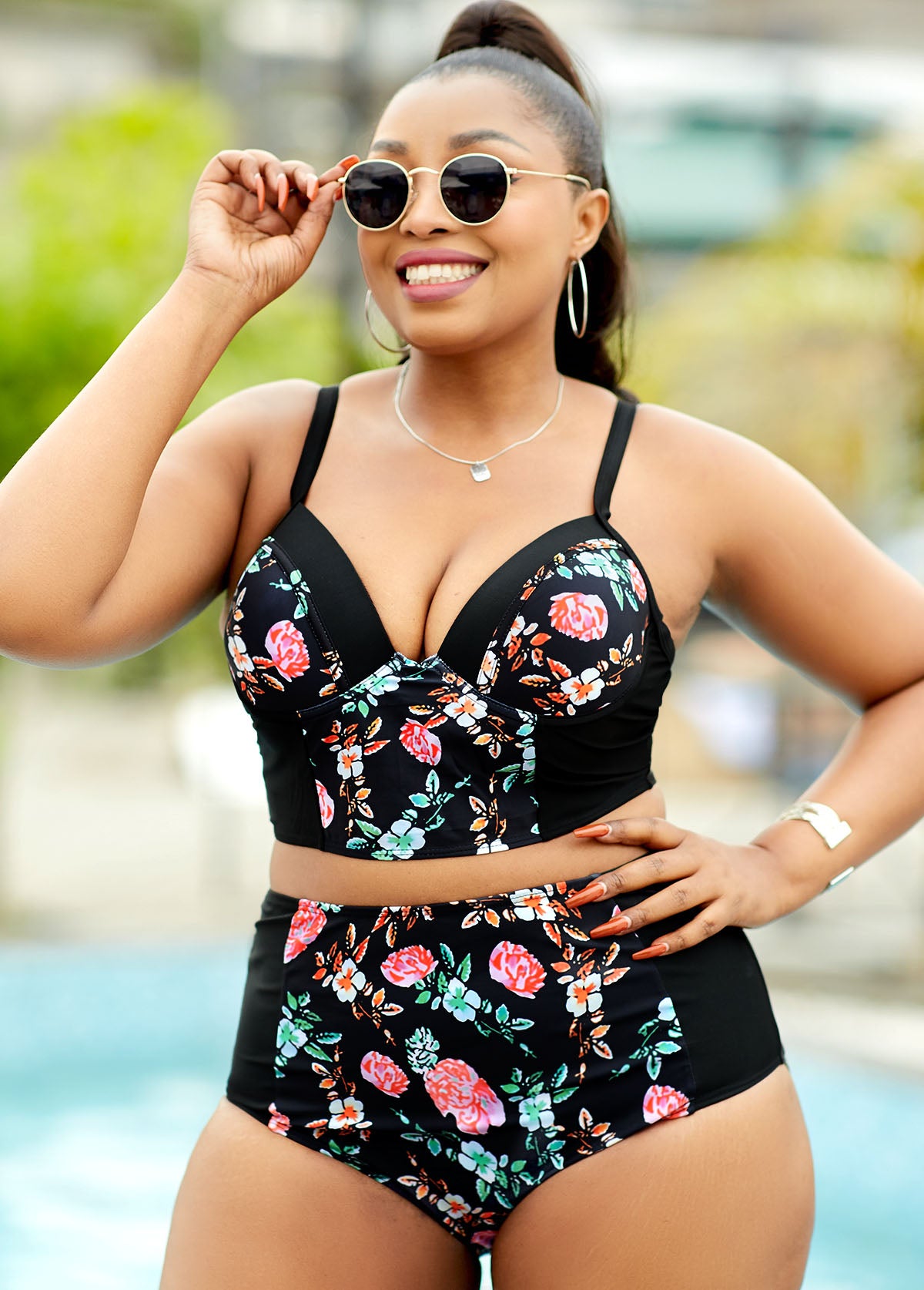 High Waisted Floral Print Bikini Set