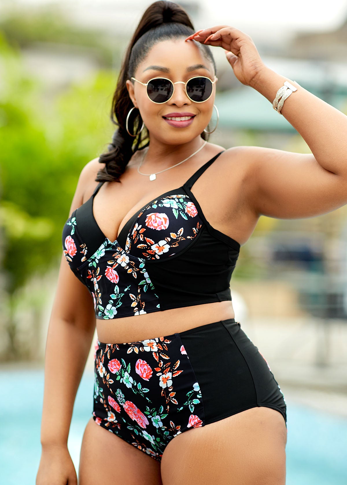 High Waisted Floral Print Bikini Set