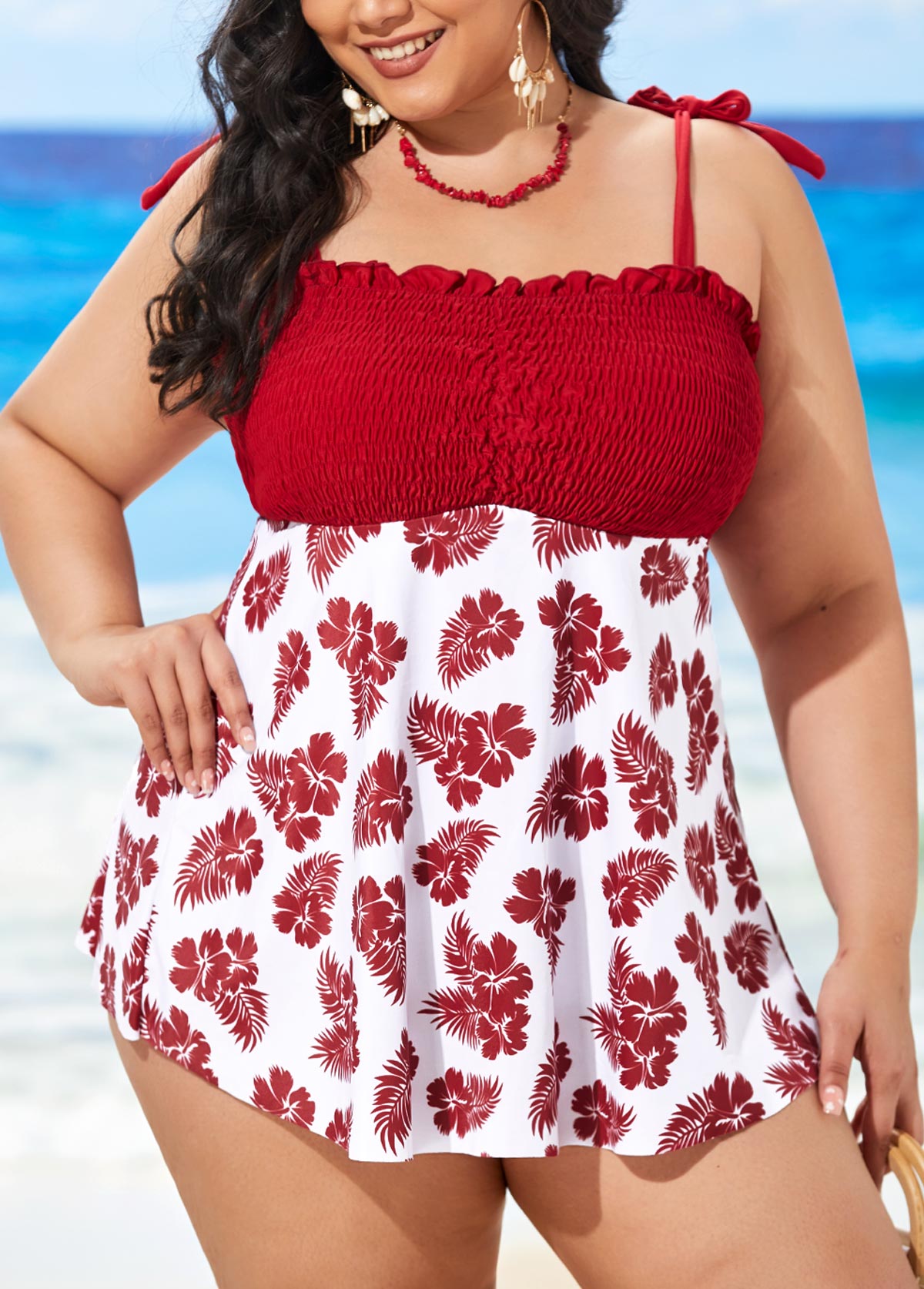 Floral Print Smocked Swimdress and Panty