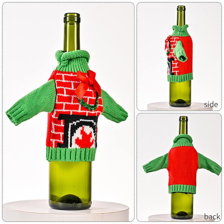 Christmas Knitted Sweater Wine Bottle Cover Bag Christmas Table Decorations